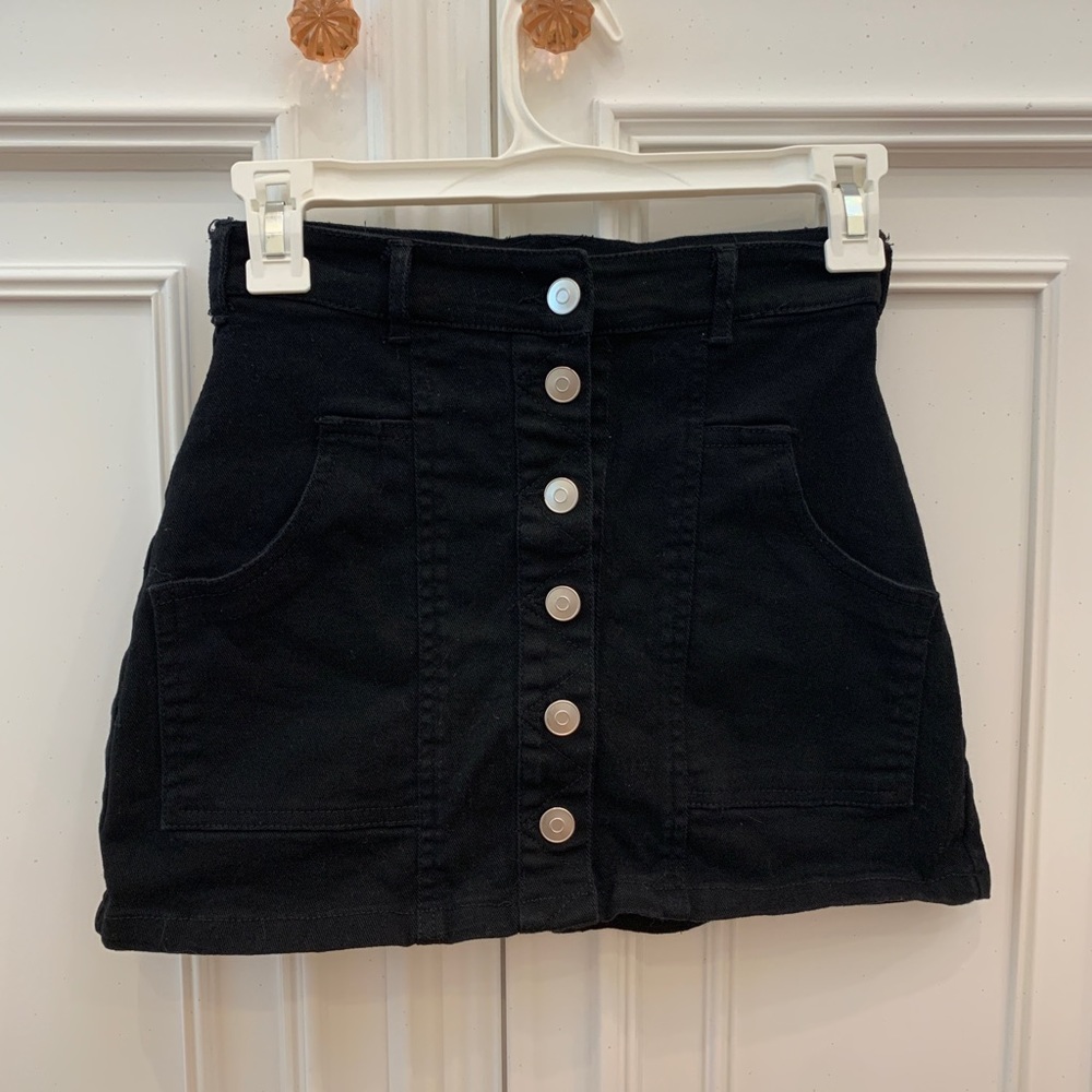 Altar’d State Black Button Jean Skirt